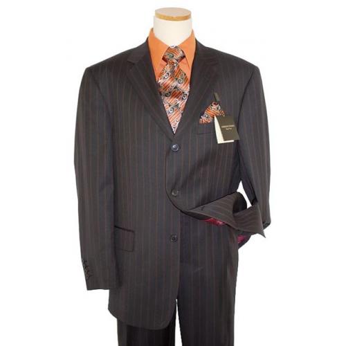 Giorgio Cosani Black/Rust Dual Pinstripes Super 120'S  Wool Suit 2008
